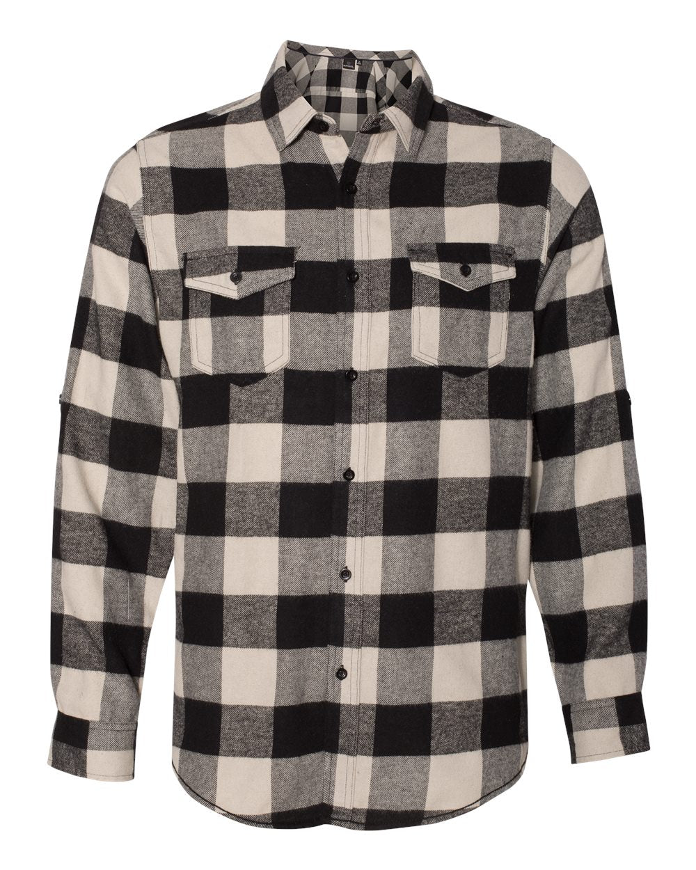 Ecru & Black Buffalo Long Sleeve Flannel Shirt