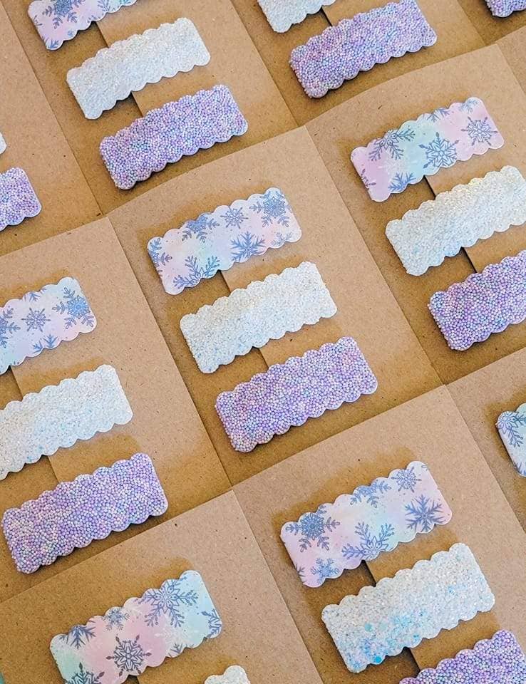 Snowflake Glitter Snap Clip 3pak
